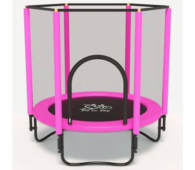 Батут FitToSky 152см Black розовый с сеткой