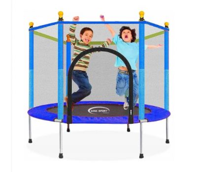 Батут детский King Sport 140см с защитной сеткой + 6 опорных ножек Blue