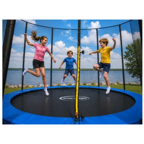 Батут King Sport 374 см 12FT с защитной сеткой и лестницей, большой садовый батут до 150 кг