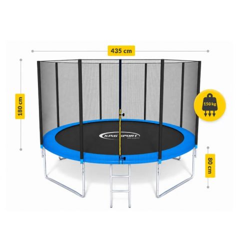 Батут King Sport435 см 14FT с защитной сеткой и лестницей, большой садовый батут до 150 кг