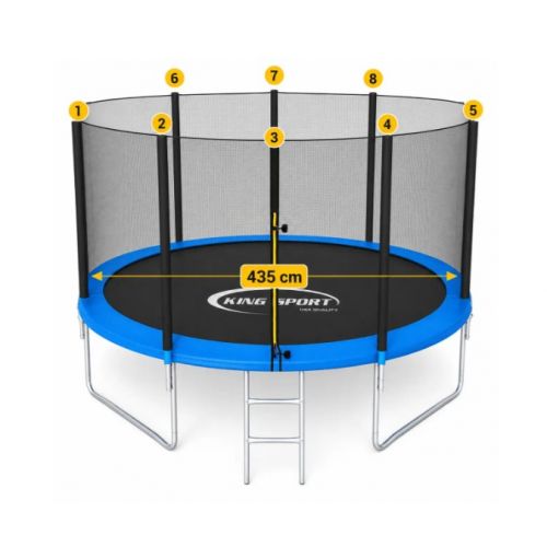 Батут King Sport435 см 14FT с защитной сеткой и лестницей, большой садовый батут до 150 кг