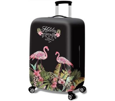 Чехол для чемодана Dorami большой L Flamingo black