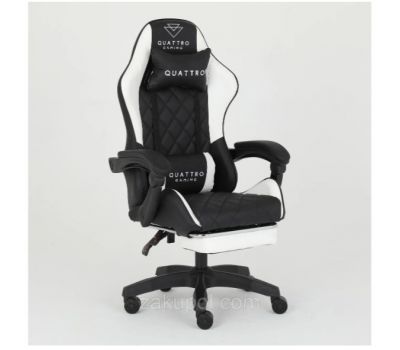 Компьютерное кресло с подставкой для ног CARBON Quattro Gaming Черно-белый
