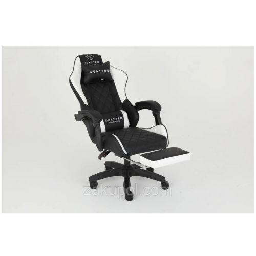 Компьютерное кресло с подставкой для ног CARBON Quattro Gaming Черно-белый
