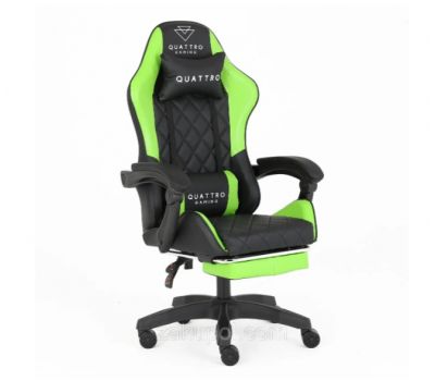 Компьютерное кресло с подставкой для ног CARBON Quattro Gaming Черно-зеленый
