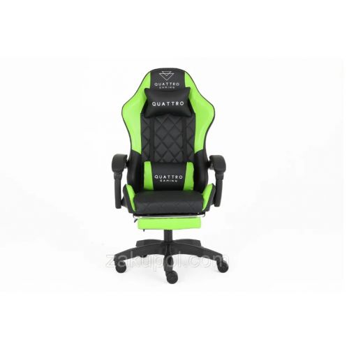 Компьютерное кресло с подставкой для ног CARBON Quattro Gaming Черно-зеленый