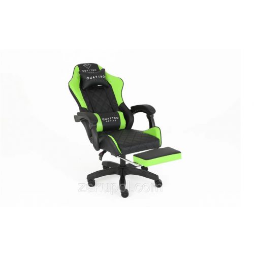 Компьютерное кресло с подставкой для ног CARBON Quattro Gaming Черно-зеленый