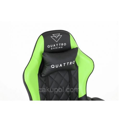 Компьютерное кресло с подставкой для ног CARBON Quattro Gaming Черно-зеленый