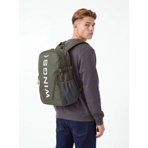 Молодежный школьный рюкзак WINGS 23 л для ноутбука 17” дюймов с боковыми карманами, ЗЕЛЕНЫЙ