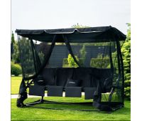 4-місна садова гойдалка-ліжко Virgo Garden Luxury Black