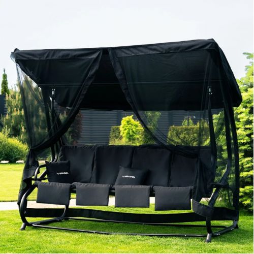 4-местные садовые качели-кровать Virgo Garden Luxury Black